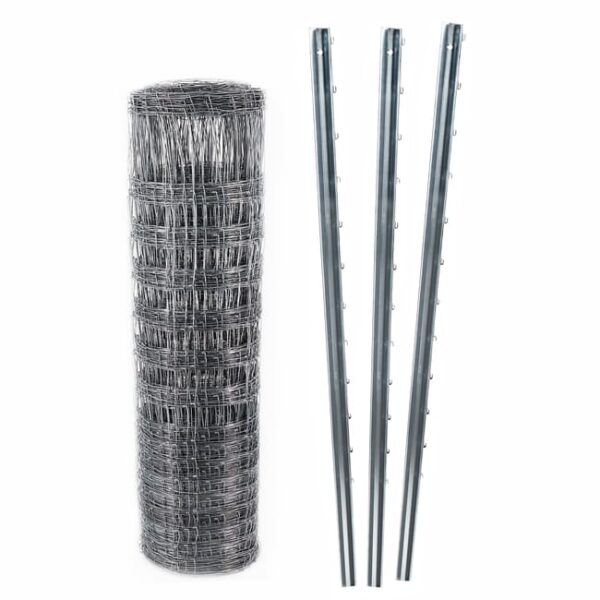 Ogrodzenie ochronne 100 m, ogrodzenie leśne 160/20/15 + słupki ogrodzeniowe o profilu Z